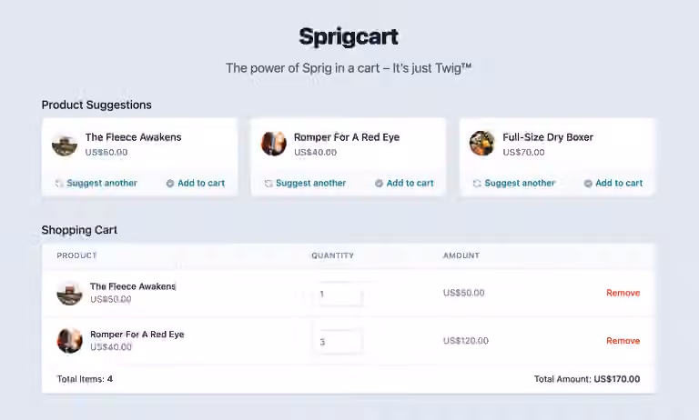Sprigcart preview